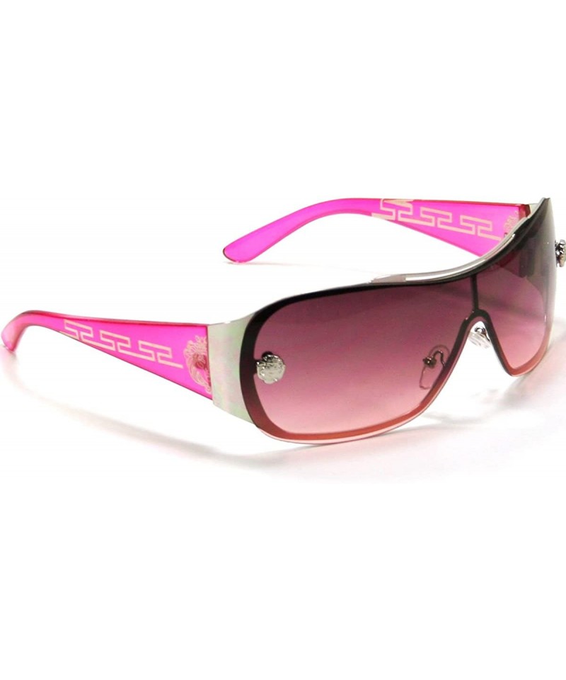 Shield Designer Inspired Shield Sunglasses For Women S3697 - Pink - C511FDKP3HJ $9.72