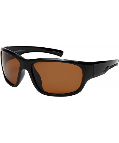 Wrap Polarized Wraparound Sunglasses Cycling Fishing - 570108-p Matte Black Frame - Polarized Brown Lens - C918ZHO2LGR $24.69