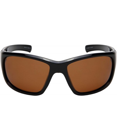 Wrap Polarized Wraparound Sunglasses Cycling Fishing - 570108-p Matte Black Frame - Polarized Brown Lens - C918ZHO2LGR $16.69