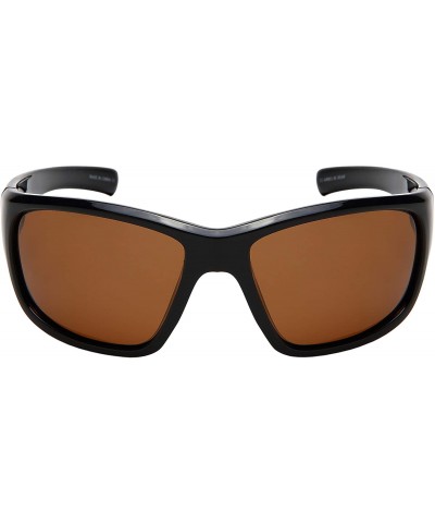 Wrap Polarized Wraparound Sunglasses Cycling Fishing - 570108-p Matte Black Frame - Polarized Brown Lens - C918ZHO2LGR $16.69