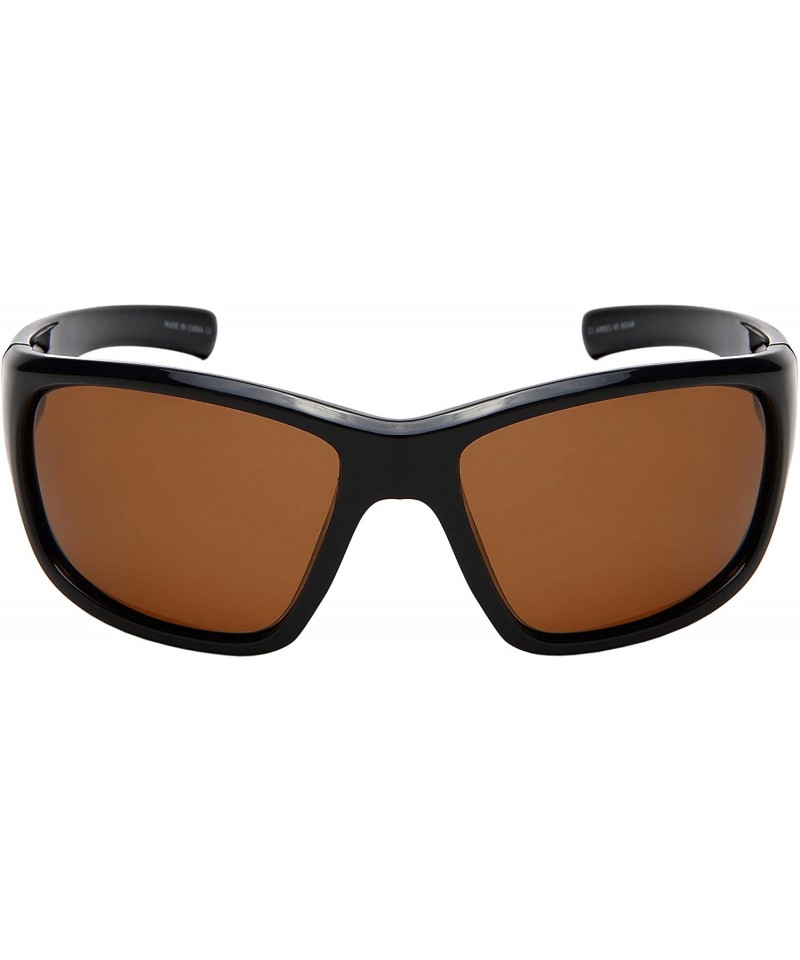 Polarized Wraparound Sunglasses Cycling Fishing - 570108-p Matte Black Frame  - Polarized Brown Lens - C918ZHO2LGR