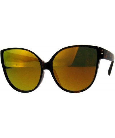 Oversized Womens Color Mirror Oversize Plastic Cat Eye Mod Diva Sunglasses - Tortoise Orange - C318CIA8L6L $18.74