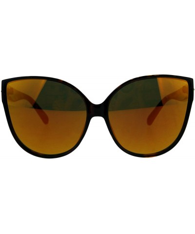 Oversized Womens Color Mirror Oversize Plastic Cat Eye Mod Diva Sunglasses - Tortoise Orange - C318CIA8L6L $11.24