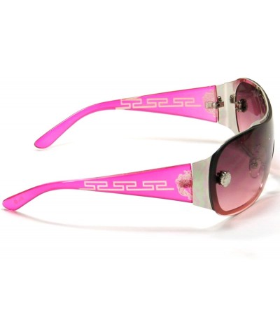 Shield Designer Inspired Shield Sunglasses For Women S3697 - Pink - C511FDKP3HJ $19.44
