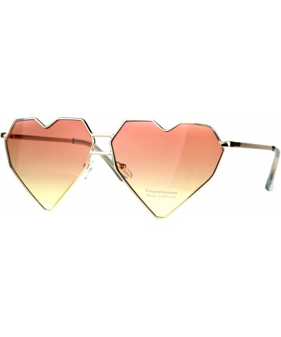 Oversized Womens Oversized Angled Heart Shape Sunglasses Gold Metal Frame UV 400 - Gold - CW180TKI3A9 $19.64