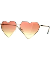 Oversized Womens Oversized Angled Heart Shape Sunglasses Gold Metal Frame UV 400 - Gold - CW180TKI3A9 $11.03