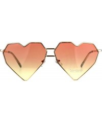 Oversized Womens Oversized Angled Heart Shape Sunglasses Gold Metal Frame UV 400 - Gold - CW180TKI3A9 $11.03