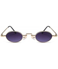 Oval Unisex Vintage Oval Glasses Small Metal Frames Sunglasses UV400 - Gold Gray - CX18NO6L2LS $10.67