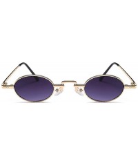 Oval Unisex Vintage Oval Glasses Small Metal Frames Sunglasses UV400 - Gold Gray - CX18NO6L2LS $21.33