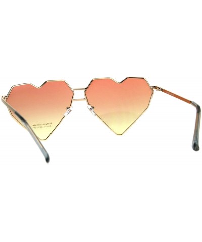 Oversized Womens Oversized Angled Heart Shape Sunglasses Gold Metal Frame UV 400 - Gold - CW180TKI3A9 $11.03