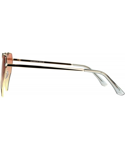 Oversized Womens Oversized Angled Heart Shape Sunglasses Gold Metal Frame UV 400 - Gold - CW180TKI3A9 $11.03