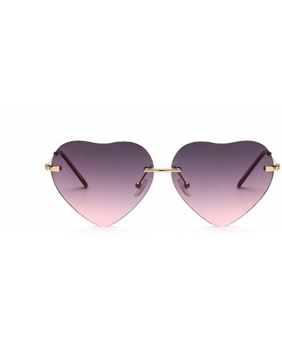 Aviator Framless Heart Shaped Cupid Sunglasses for Women Gradient Lens Eyewear - Gray - CD180LE5S2H $10.68