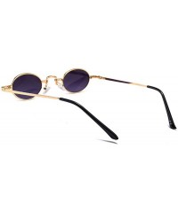 Oval Unisex Vintage Oval Glasses Small Metal Frames Sunglasses UV400 - Gold Gray - CX18NO6L2LS $21.33