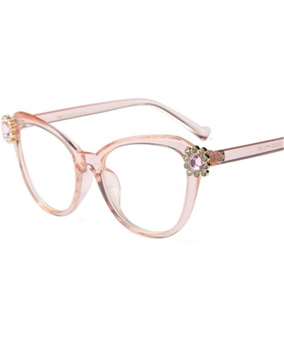 Rimless 2018 Oversize Women Big Full Frame Eye Glasses Crystal Rhinestone Eyewear Light - Transparent Pink - CS18DH97ZA2 $10.59