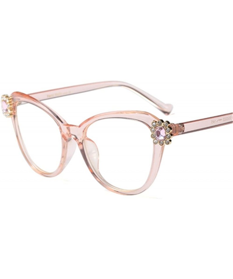 Rimless 2018 Oversize Women Big Full Frame Eye Glasses Crystal Rhinestone Eyewear Light - Transparent Pink - CS18DH97ZA2 $10.59