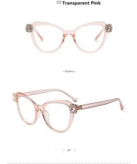 Rimless 2018 Oversize Women Big Full Frame Eye Glasses Crystal Rhinestone Eyewear Light - Transparent Pink - CS18DH97ZA2 $10.59