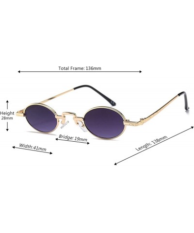 Oval Unisex Vintage Oval Glasses Small Metal Frames Sunglasses UV400 - Gold Gray - CX18NO6L2LS $21.33