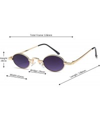 Oval Unisex Vintage Oval Glasses Small Metal Frames Sunglasses UV400 - Gold Gray - CX18NO6L2LS $10.67