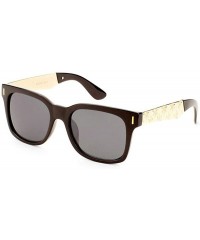 Square Square Plastic & Metal Frame Engraved Marijuana Weed Leaf Sunglasses - Black & Gold Frame - C0187EOU8M7 $8.06