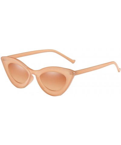 Oversized Unisex Man Women Cat Eye Sunglasses Glasses Shades Vintage Retro Style (Khaki) - Khaki - CO18UW8T26M $19.35