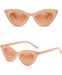 Oversized Unisex Man Women Cat Eye Sunglasses Glasses Shades Vintage Retro Style (Khaki) - Khaki - CO18UW8T26M $17.68