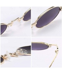 Oval Unisex Vintage Oval Glasses Small Metal Frames Sunglasses UV400 - Gold Gray - CX18NO6L2LS $21.33