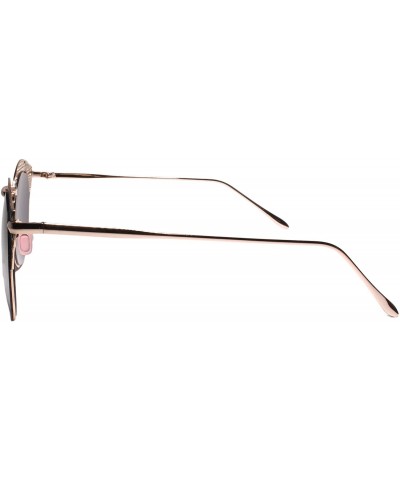 Round Modern Sophisticated Mirrored Round Lens Sunglasses Laser Cut Frame - Gold - CY18Z0IMK5W $25.42