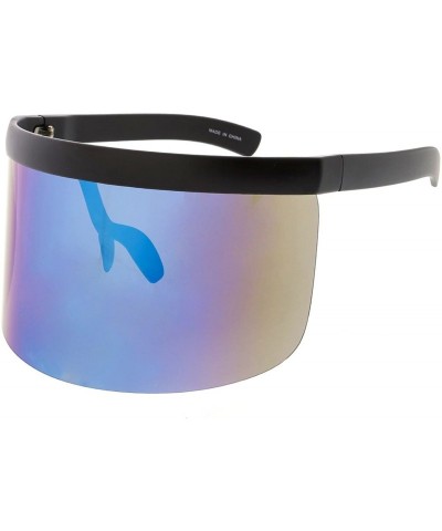 Shield Urban Modern Oversized XXXL"Masked-Up" Simple Frame Full Sun Blocker Sunglasses - Blue - C718GYU087D $14.78