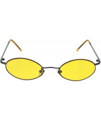 Oval Pimp Small Oval Lens Hippie Metal Rim 90s Sunglasses - Gunmetal Orange - CT18RQYZHDX $19.78