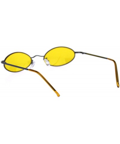 Oval Pimp Small Oval Lens Hippie Metal Rim 90s Sunglasses - Gunmetal Orange - CT18RQYZHDX $9.17