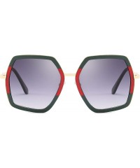 Square Oversized Fashion Square Sunglasses for Women Vintage Hexagon Brand Inspired Designer Shades - Red Green - C8199KZGMKG...
