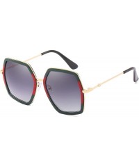 Square Oversized Fashion Square Sunglasses for Women Vintage Hexagon Brand Inspired Designer Shades - Red Green - C8199KZGMKG...