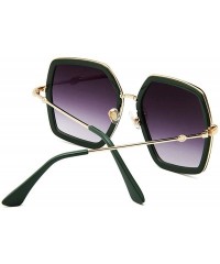 Square Oversized Fashion Square Sunglasses for Women Vintage Hexagon Brand Inspired Designer Shades - Red Green - C8199KZGMKG...