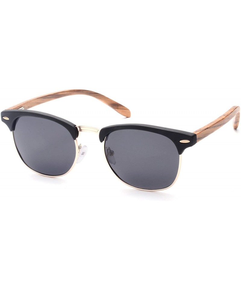 Square Bamboo Sunglasses with Polarized lenses-Handmade Shades for Men&Women SD6005 - Wood Color - CS185U2RNDL $7.89