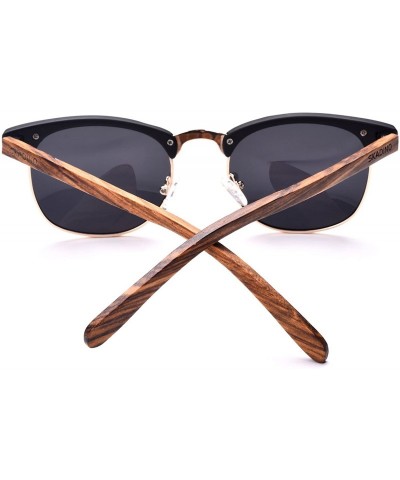 Square Bamboo Sunglasses with Polarized lenses-Handmade Shades for Men&Women SD6005 - Wood Color - CS185U2RNDL $7.89