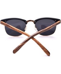 Square Bamboo Sunglasses with Polarized lenses-Handmade Shades for Men&Women SD6005 - Wood Color - CS185U2RNDL $7.89