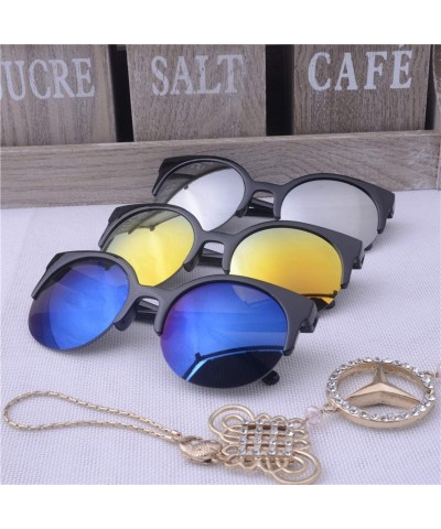 Rimless Oculos De Sol FemininoFashion Retro Designer Super Round Circle Glasses Cat Eye Women Sunglasses Goggles - Tea - C519...