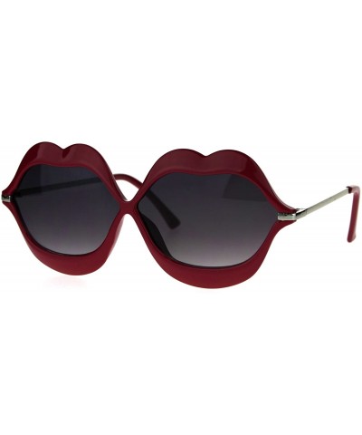 Round Retro Lip Shape Funky Hippie Unique Party Shade Sunglasses - Red - C91867RR4OW $24.66