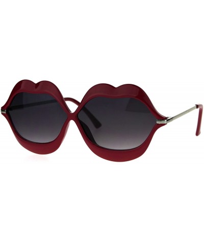 Round Retro Lip Shape Funky Hippie Unique Party Shade Sunglasses - Red - C91867RR4OW $14.54