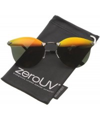 Aviator Futuristic Zigzag Temples Colored Mirror Lens Rimless Aviator Sunglasses 59mm - Gunmetal / Fire - C2128W82QSH $21.84