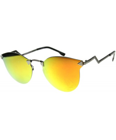 Aviator Futuristic Zigzag Temples Colored Mirror Lens Rimless Aviator Sunglasses 59mm - Gunmetal / Fire - C2128W82QSH $12.20