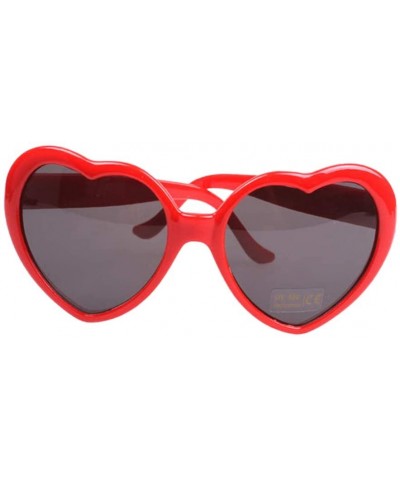 Rimless Retro Love Heart Shape Lolita Sunglasses With Black Lens For Travel Beach Party - Red - 5.5 x 6cm - Red - C81902UWU7H...
