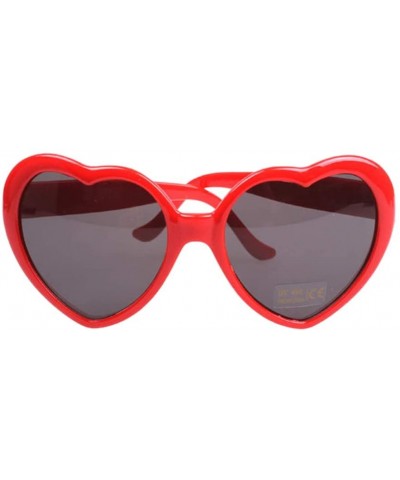 Rimless Retro Love Heart Shape Lolita Sunglasses With Black Lens For Travel Beach Party - Red - 5.5 x 6cm - Red - C81902UWU7H...