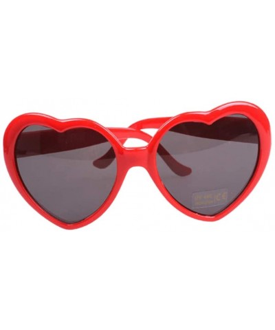 Rimless Retro Love Heart Shape Lolita Sunglasses With Black Lens For Travel Beach Party - Red - 5.5 x 6cm - Red - C81902UWU7H...