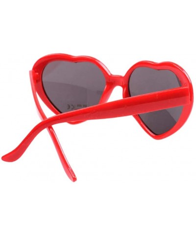 Rimless Retro Love Heart Shape Lolita Sunglasses With Black Lens For Travel Beach Party - Red - 5.5 x 6cm - Red - C81902UWU7H...