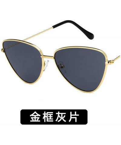 Cat Eye Fashion Ladies Retro Cat Eye Women Sunglasses Tinted Color Lens Metal Big Frame Popular Classic Sun Glasses - 1 - C21...