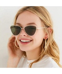 Cat Eye Fashion Ladies Retro Cat Eye Women Sunglasses Tinted Color Lens Metal Big Frame Popular Classic Sun Glasses - 1 - C21...