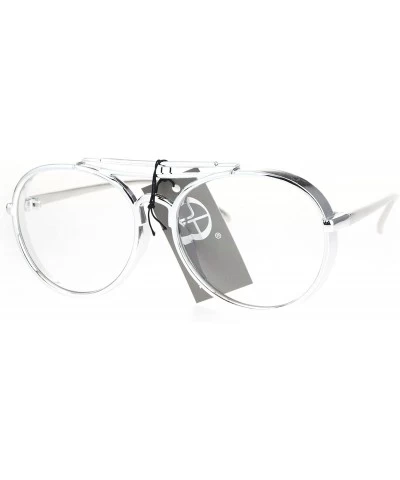 Aviator Round Aviator Clear Lens Glasses Unisex Vintage Fashion Eyeglasses - Silver - CF184RIHQU8 $13.01