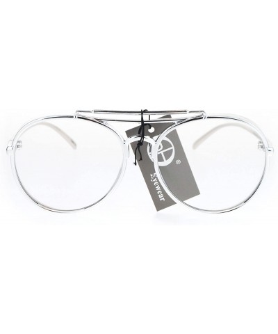 Aviator Round Aviator Clear Lens Glasses Unisex Vintage Fashion Eyeglasses - Silver - CF184RIHQU8 $13.01