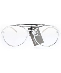 Aviator Round Aviator Clear Lens Glasses Unisex Vintage Fashion Eyeglasses - Silver - CF184RIHQU8 $19.78